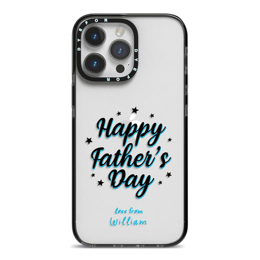 Fathers Day iPhone 14 Pro Max Black Impact Case on Silver phone