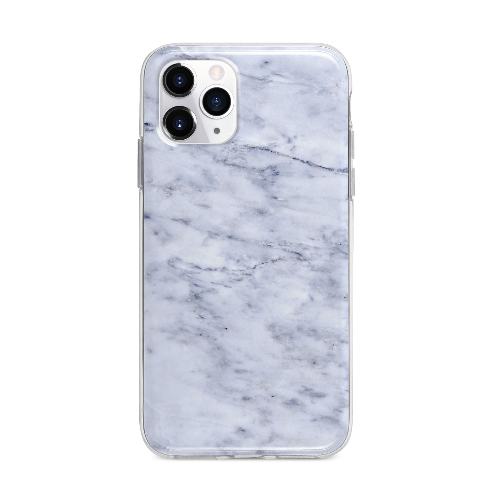 Faux Carrara Marble Print Apple iPhone 11 Pro Max in Silver with Bumper Case