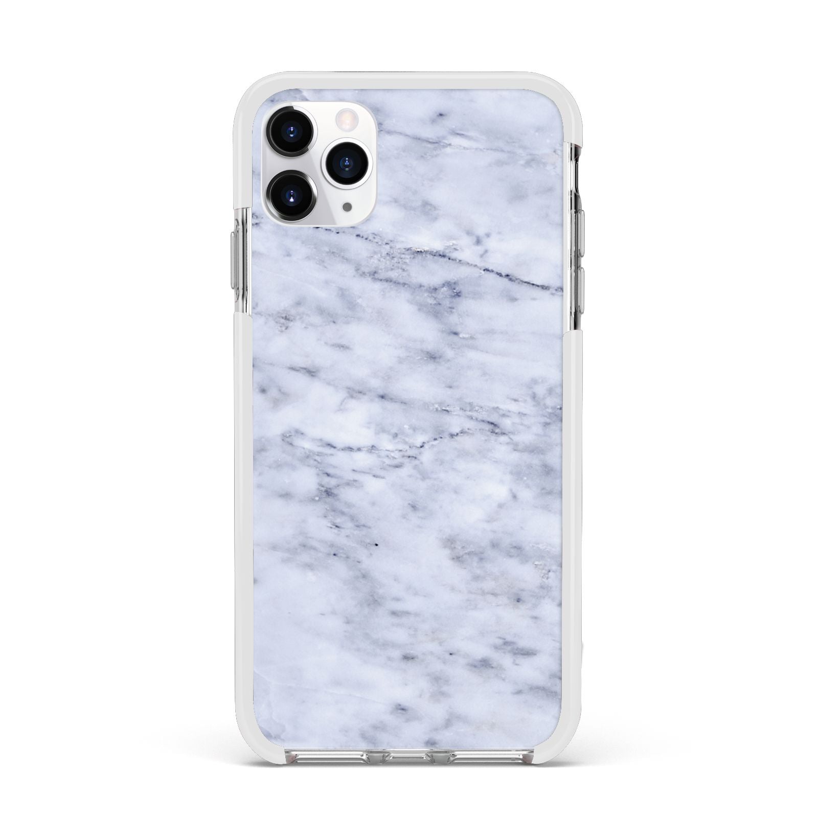 Faux Carrara Marble Print Apple iPhone 11 Pro Max in Silver with White Impact Case
