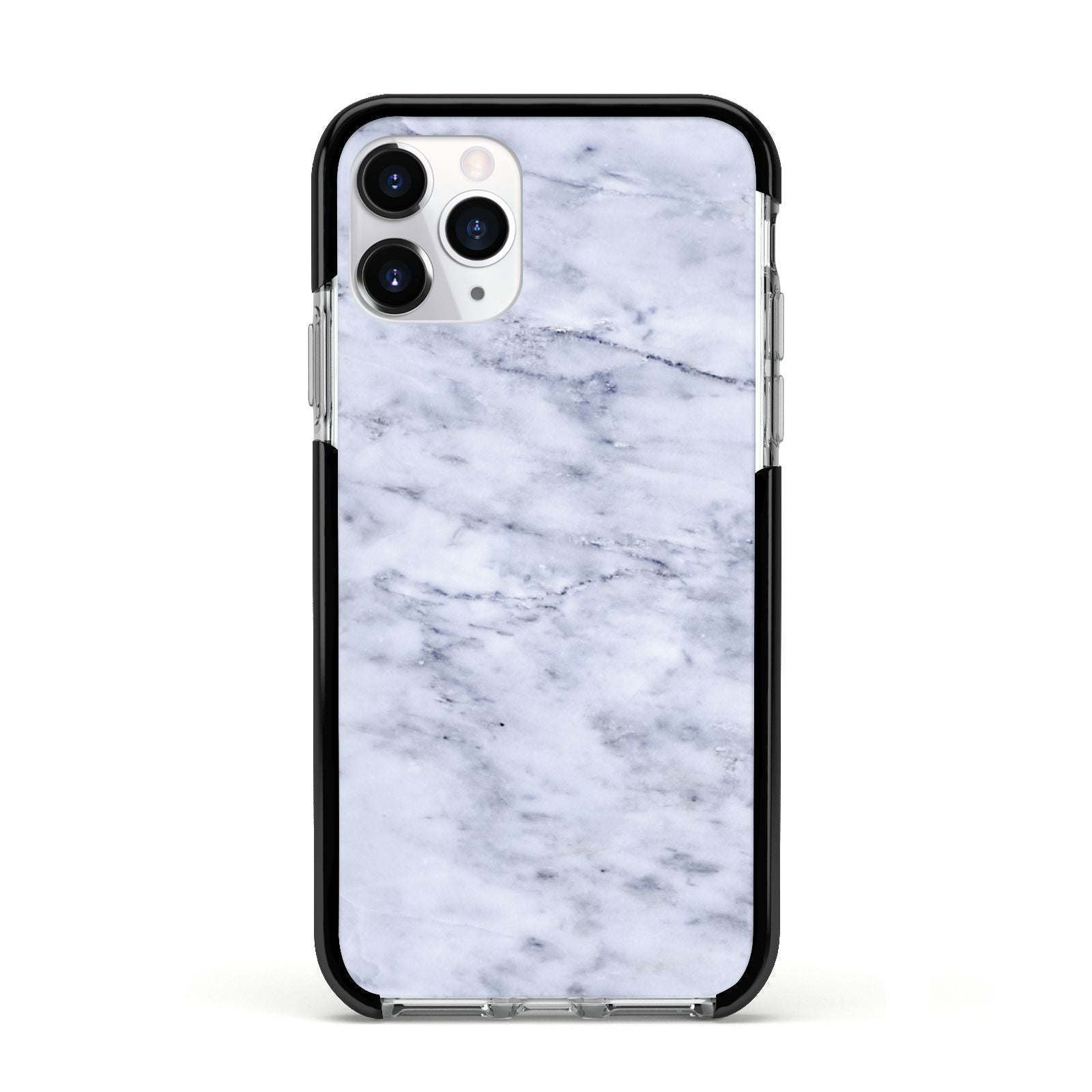 Faux Carrara Marble Print Apple iPhone 11 Pro in Silver with Black Impact Case