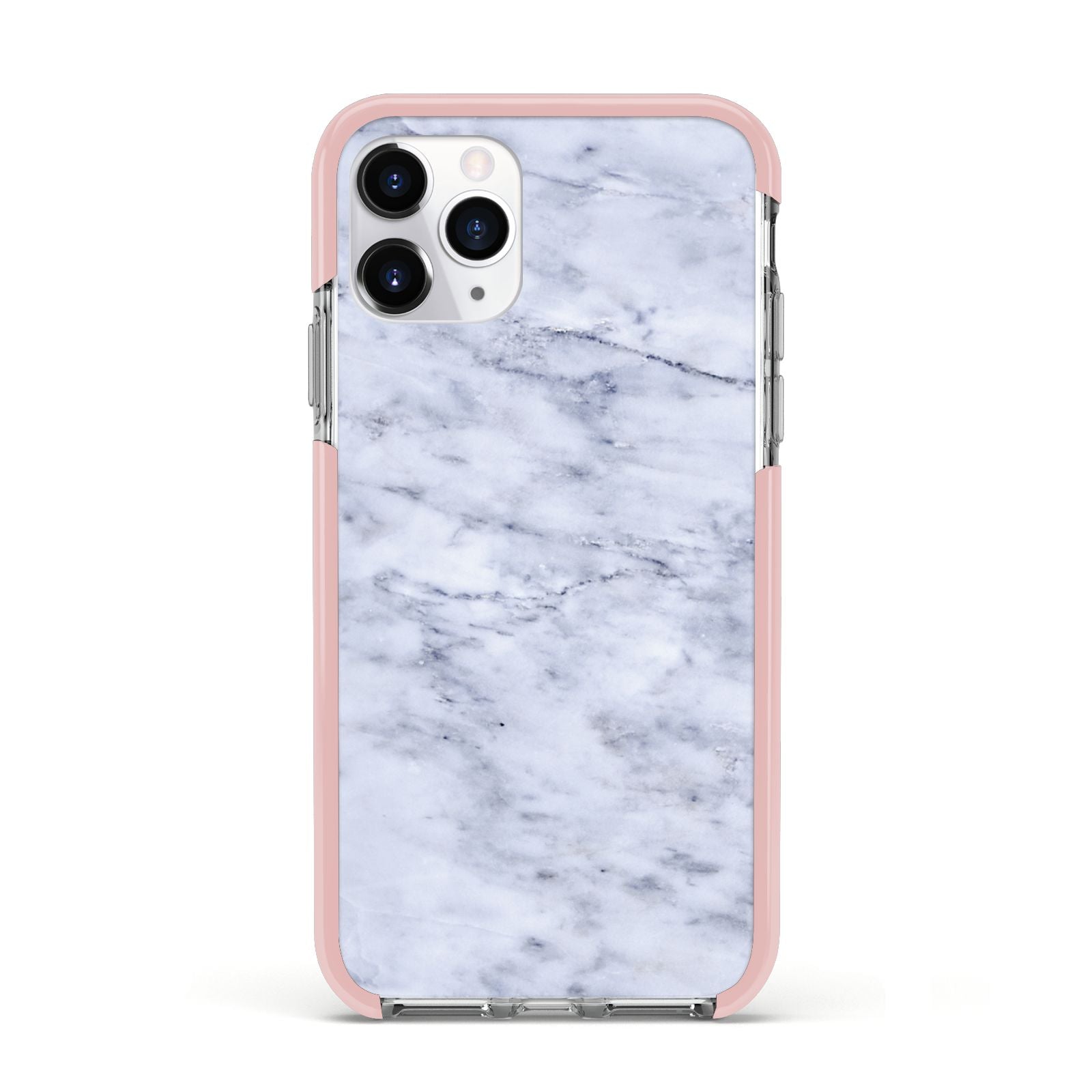Faux Carrara Marble Print Apple iPhone 11 Pro in Silver with Pink Impact Case