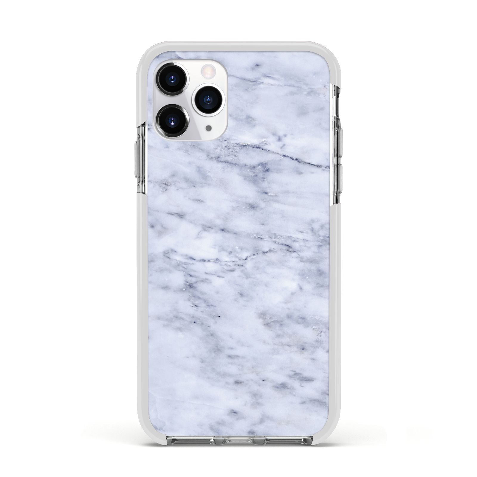 Faux Carrara Marble Print Apple iPhone 11 Pro in Silver with White Impact Case