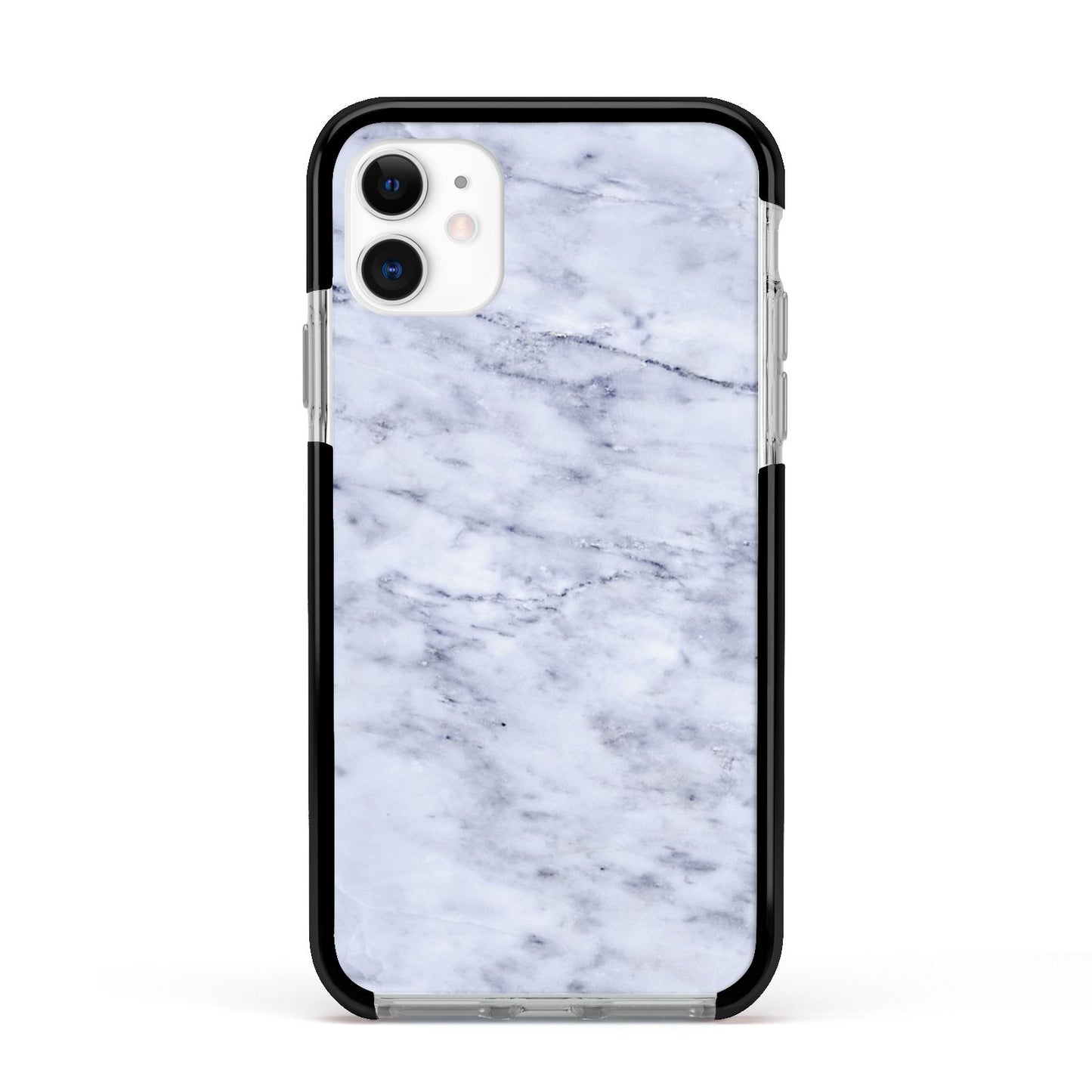 Faux Carrara Marble Print Apple iPhone 11 in White with Black Impact Case