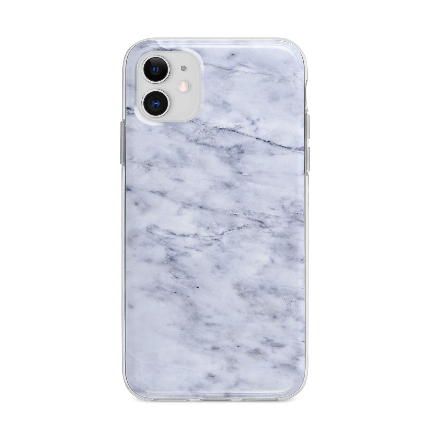 Faux Carrara Marble Print Apple iPhone 11 in White with Bumper Case