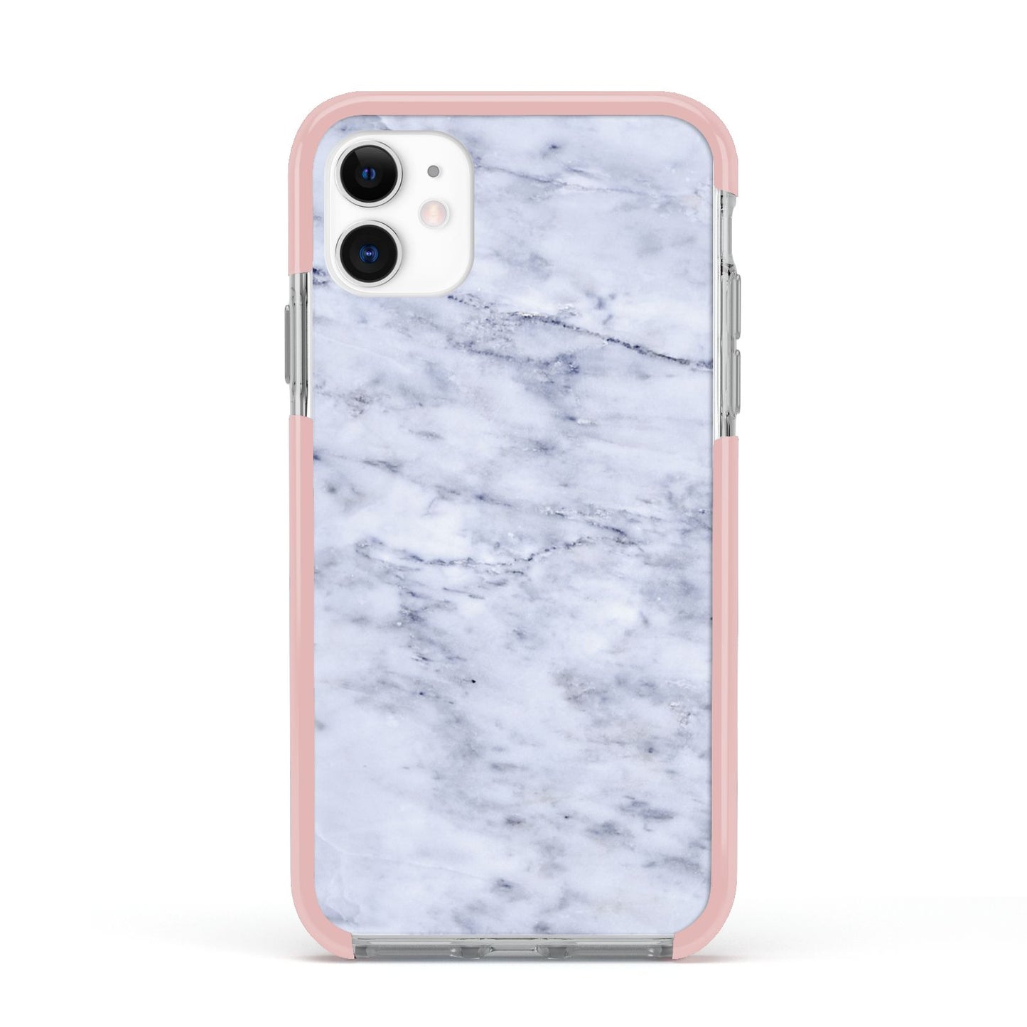 Faux Carrara Marble Print Apple iPhone 11 in White with Pink Impact Case