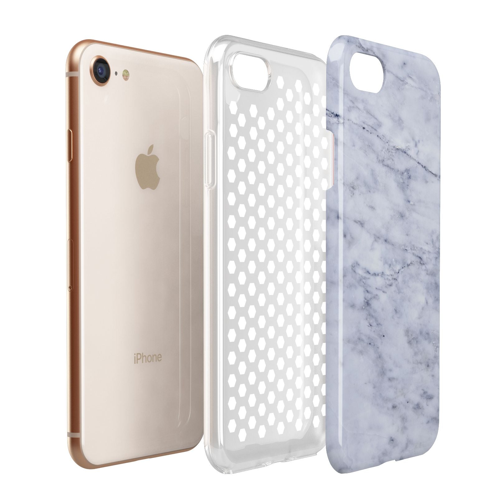 Faux Carrara Marble Print Apple iPhone 7 8 3D Tough Case Expanded View