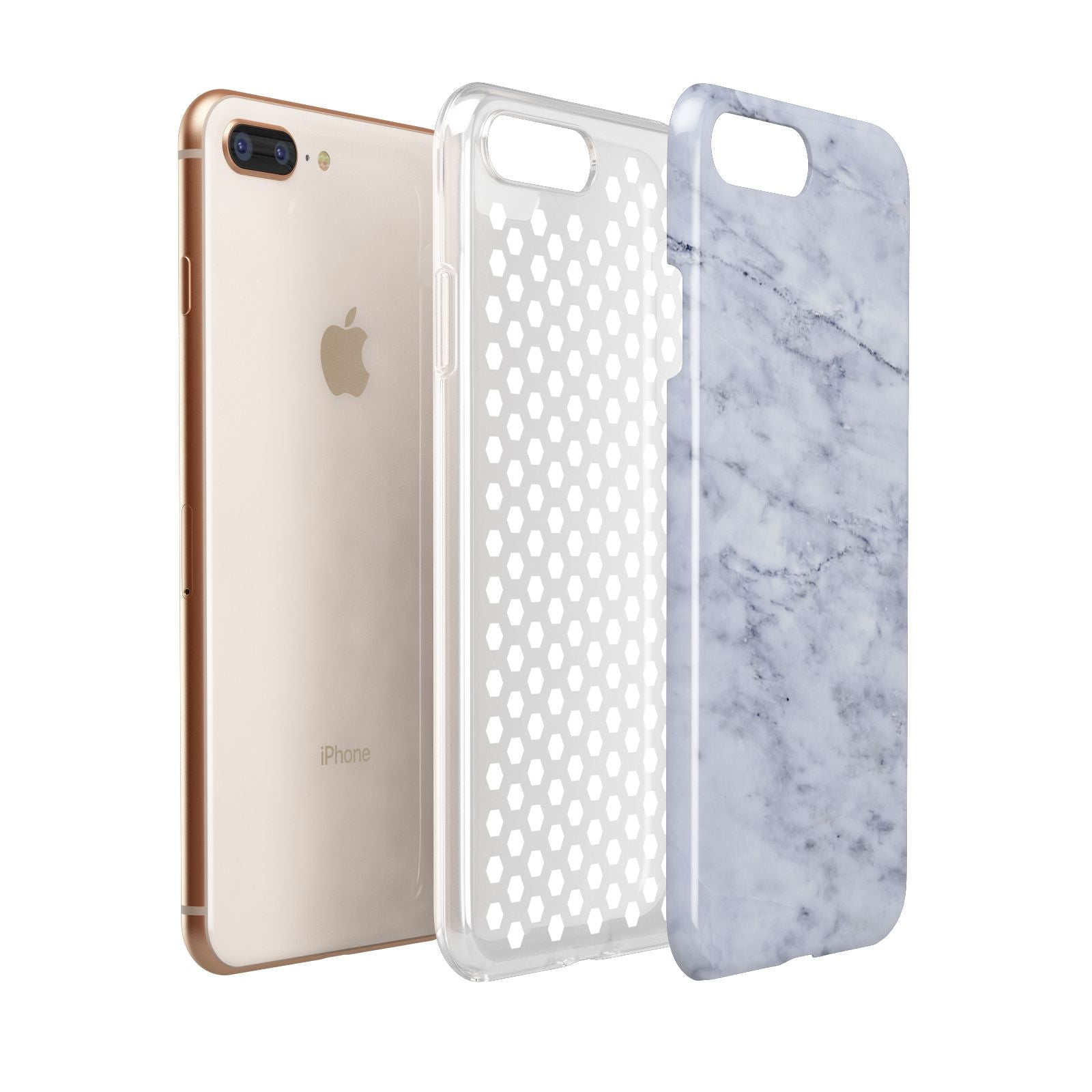 Faux Carrara Marble Print Apple iPhone 7 8 Plus 3D Tough Case Expanded View