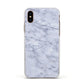 Faux Carrara Marble Print Apple iPhone Xs Impact Case White Edge on Gold Phone