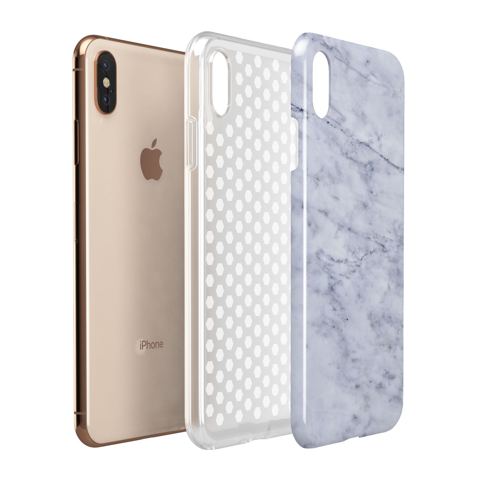 Faux Carrara Marble Print Apple iPhone Xs Max 3D Tough Case Expanded View