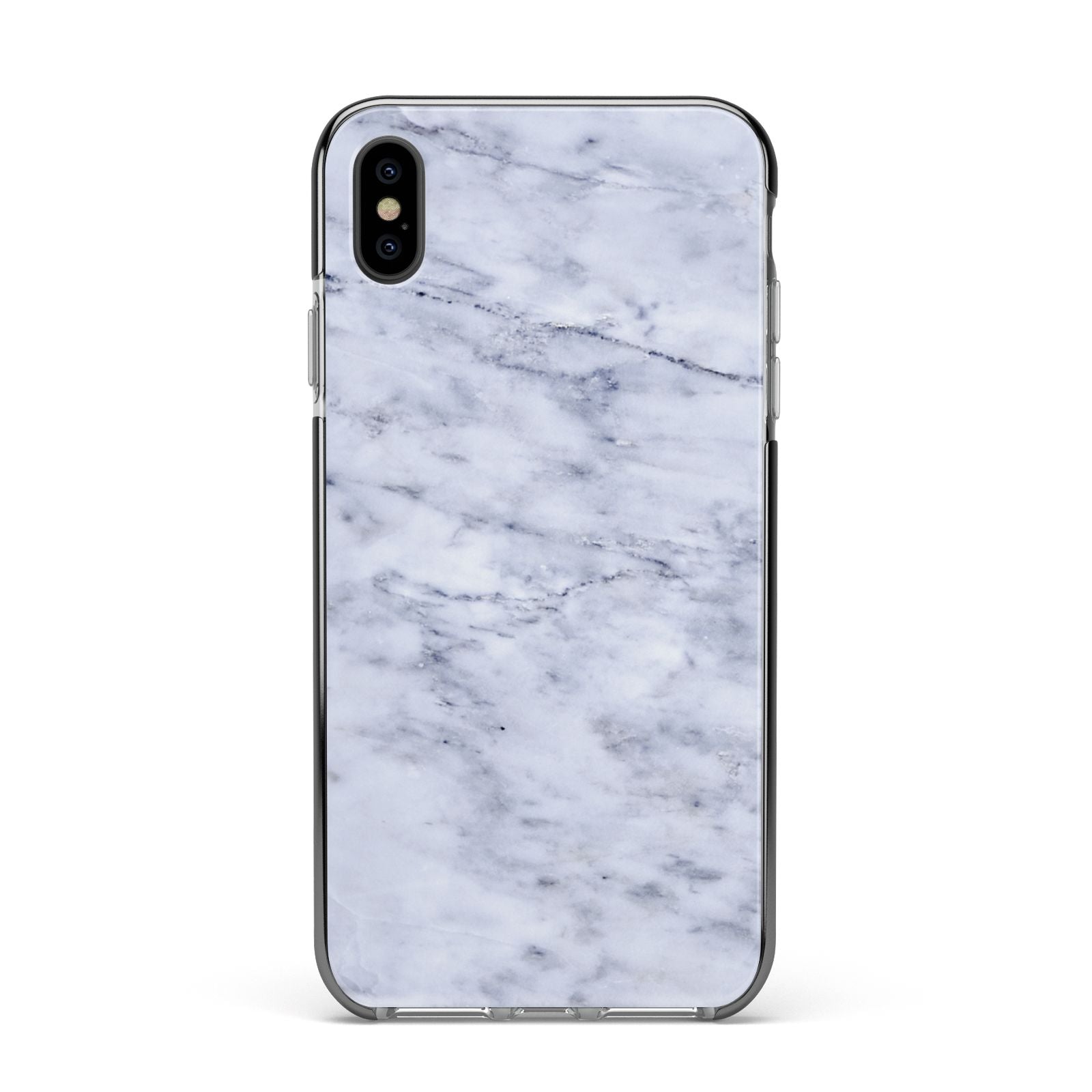 Faux Carrara Marble Print Apple iPhone Xs Max Impact Case Black Edge on Black Phone