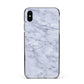 Faux Carrara Marble Print Apple iPhone Xs Max Impact Case Black Edge on Silver Phone