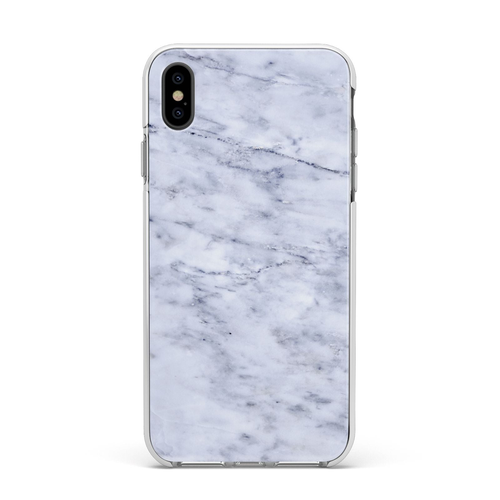 Faux Carrara Marble Print Apple iPhone Xs Max Impact Case White Edge on Black Phone