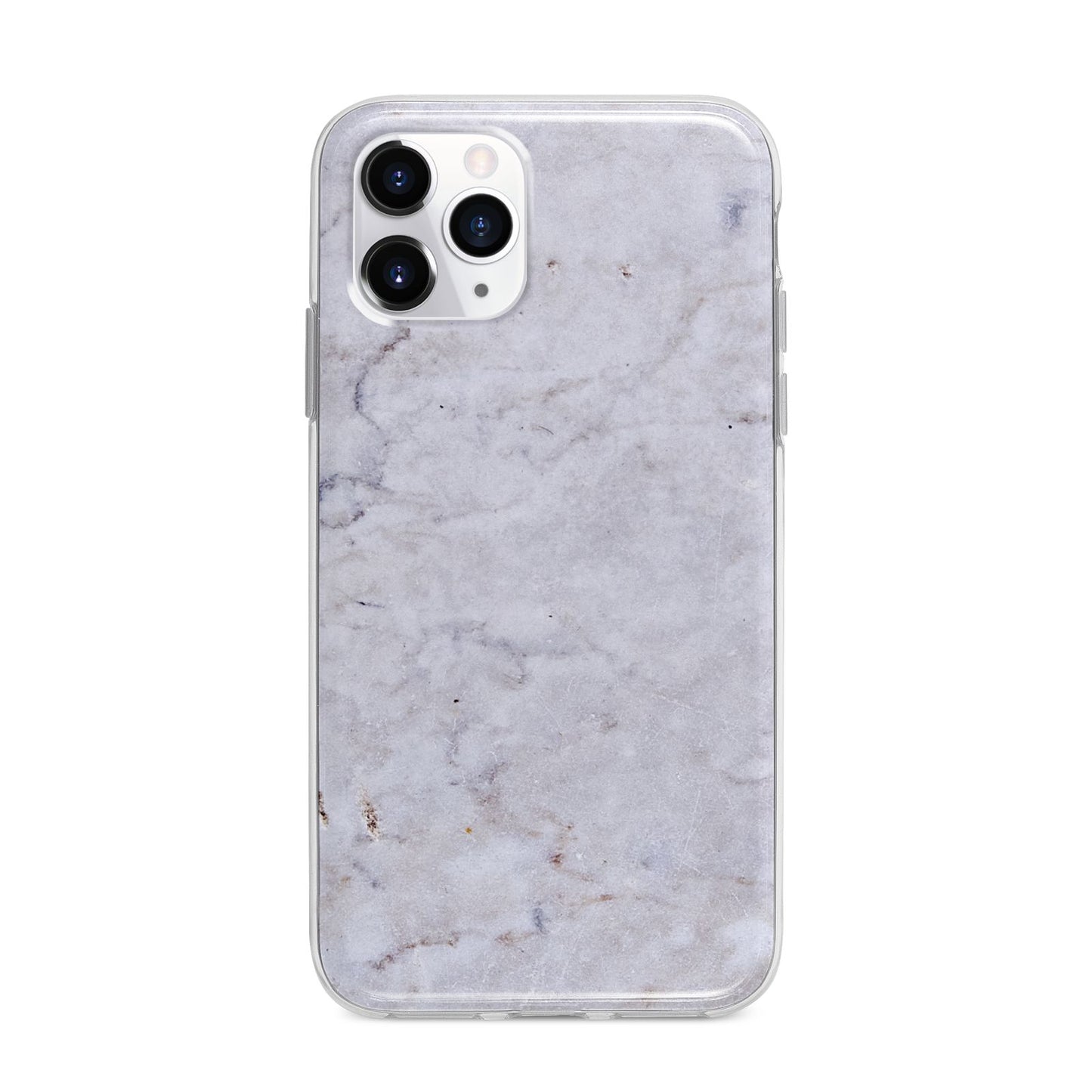 Faux Carrara Marble Print Grey Apple iPhone 11 Pro Max in Silver with Bumper Case