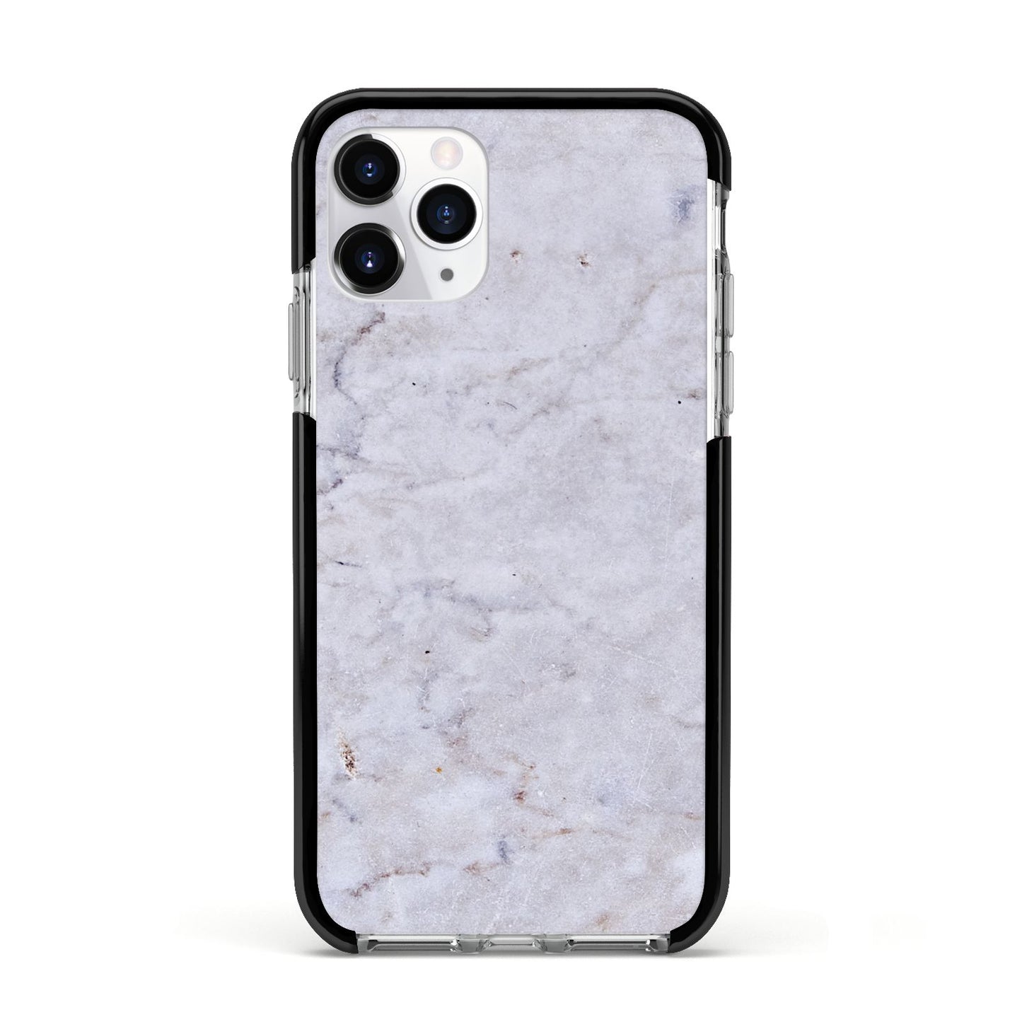 Faux Carrara Marble Print Grey Apple iPhone 11 Pro in Silver with Black Impact Case