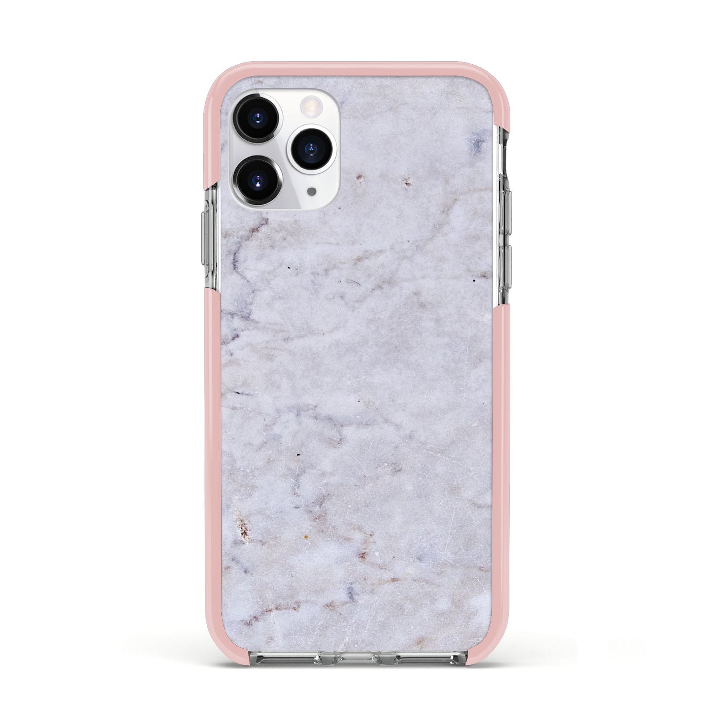 Faux Carrara Marble Print Grey Apple iPhone 11 Pro in Silver with Pink Impact Case