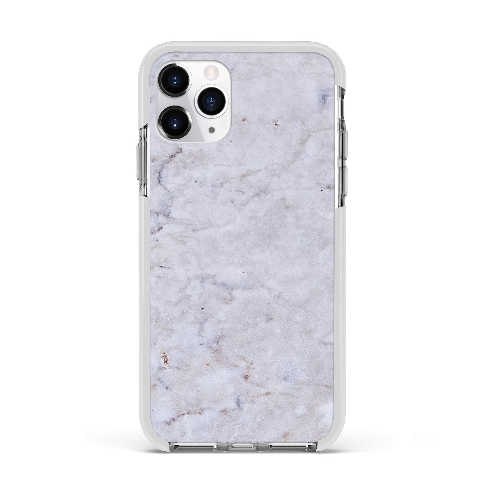 Faux Carrara Marble Print Grey Apple iPhone 11 Pro in Silver with White Impact Case