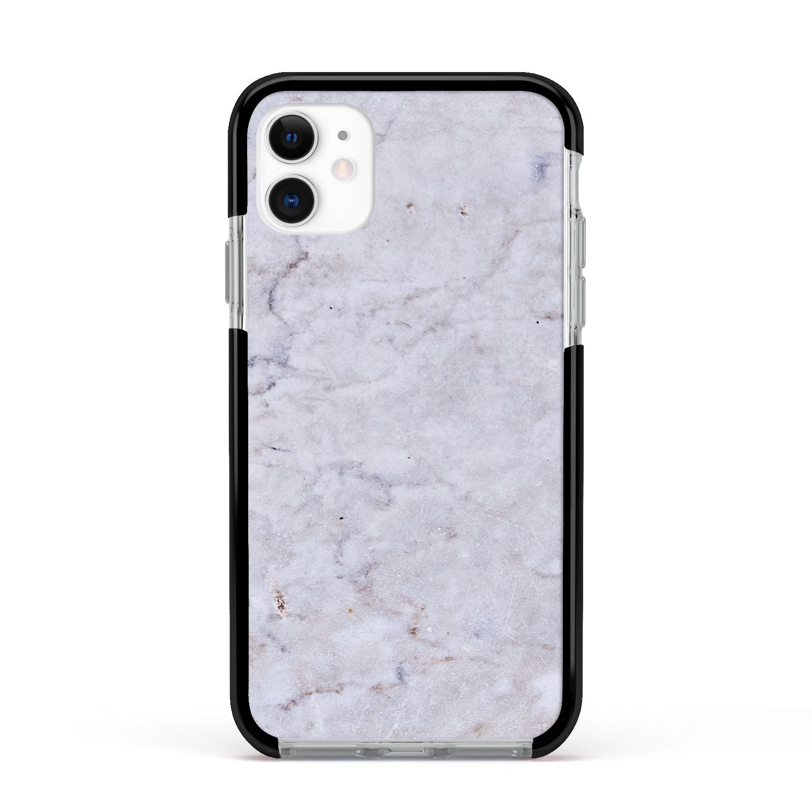 Faux Carrara Marble Print Grey Apple iPhone 11 in White with Black Impact Case