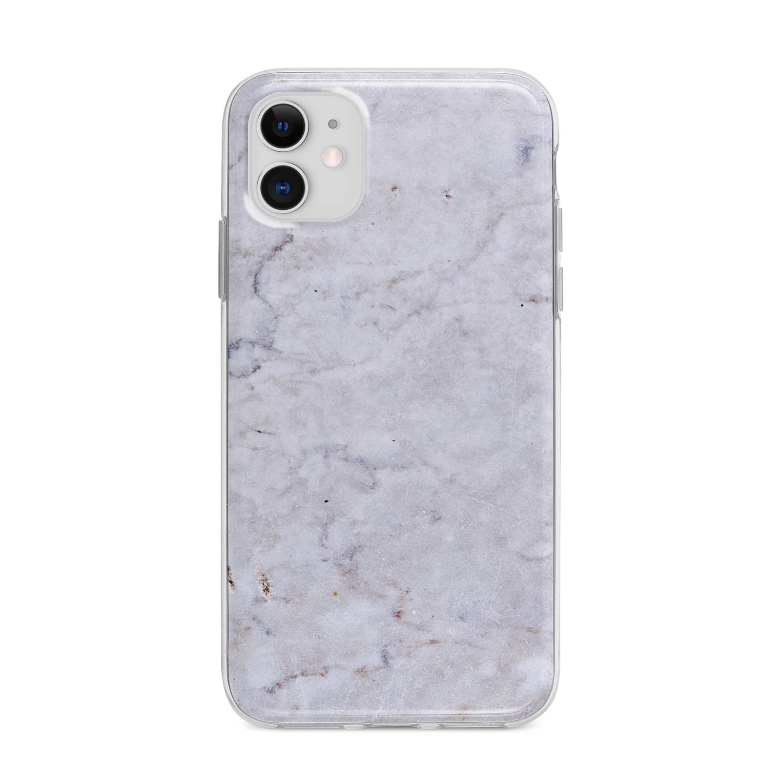 Faux Carrara Marble Print Grey Apple iPhone 11 in White with Bumper Case