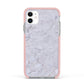 Faux Carrara Marble Print Grey Apple iPhone 11 in White with Pink Impact Case