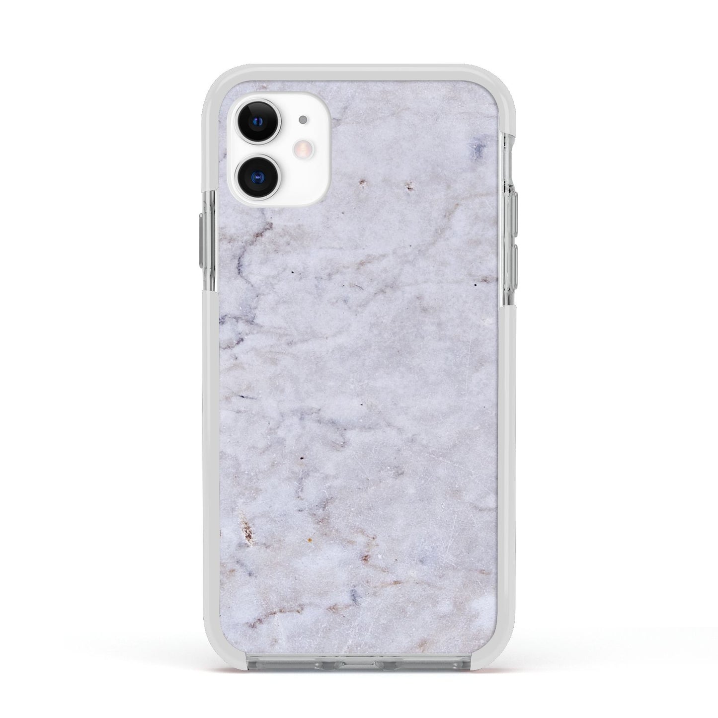 Faux Carrara Marble Print Grey Apple iPhone 11 in White with White Impact Case