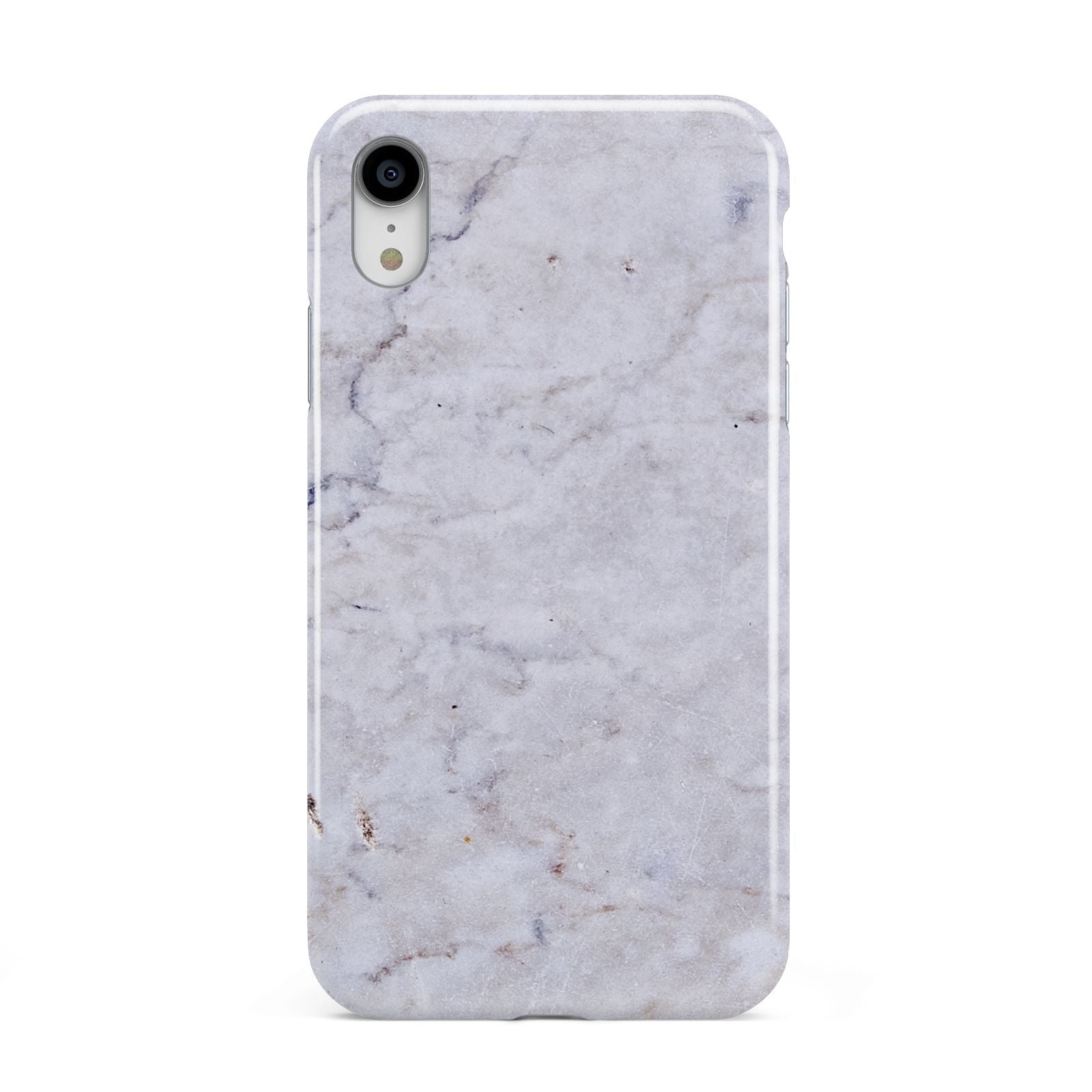 Faux Carrara Marble Print Grey Apple iPhone XR White 3D Tough Case