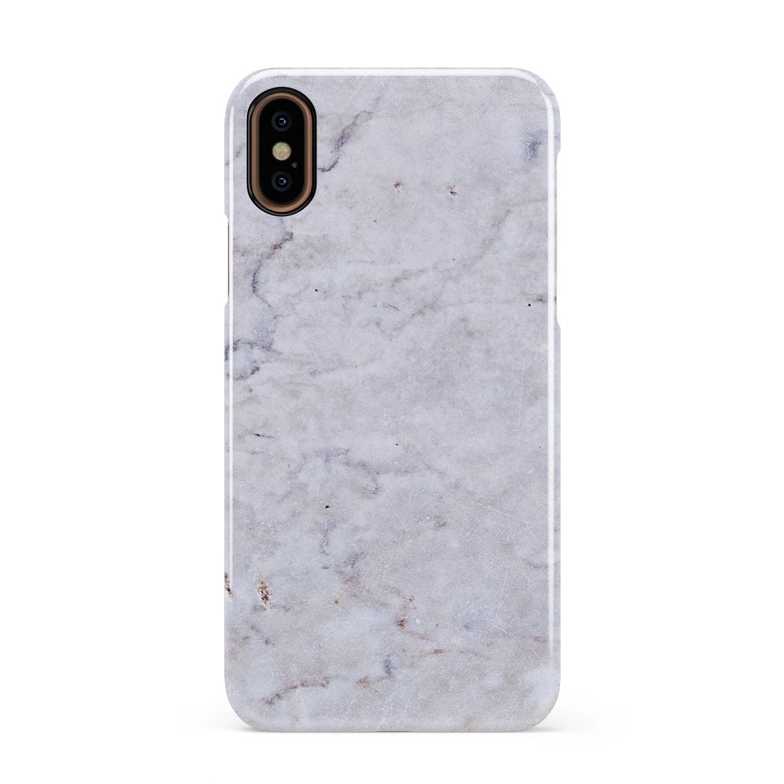 Faux Carrara Marble Print Grey Apple iPhone XS 3D Snap Case