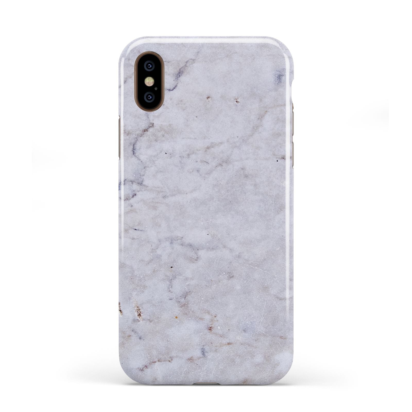 Faux Carrara Marble Print Grey Apple iPhone XS 3D Tough