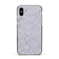 Faux Carrara Marble Print Grey Apple iPhone Xs Impact Case Black Edge on Gold Phone