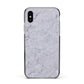 Faux Carrara Marble Print Grey Apple iPhone Xs Impact Case Black Edge on Silver Phone