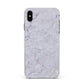Faux Carrara Marble Print Grey Apple iPhone Xs Max Impact Case White Edge on Black Phone