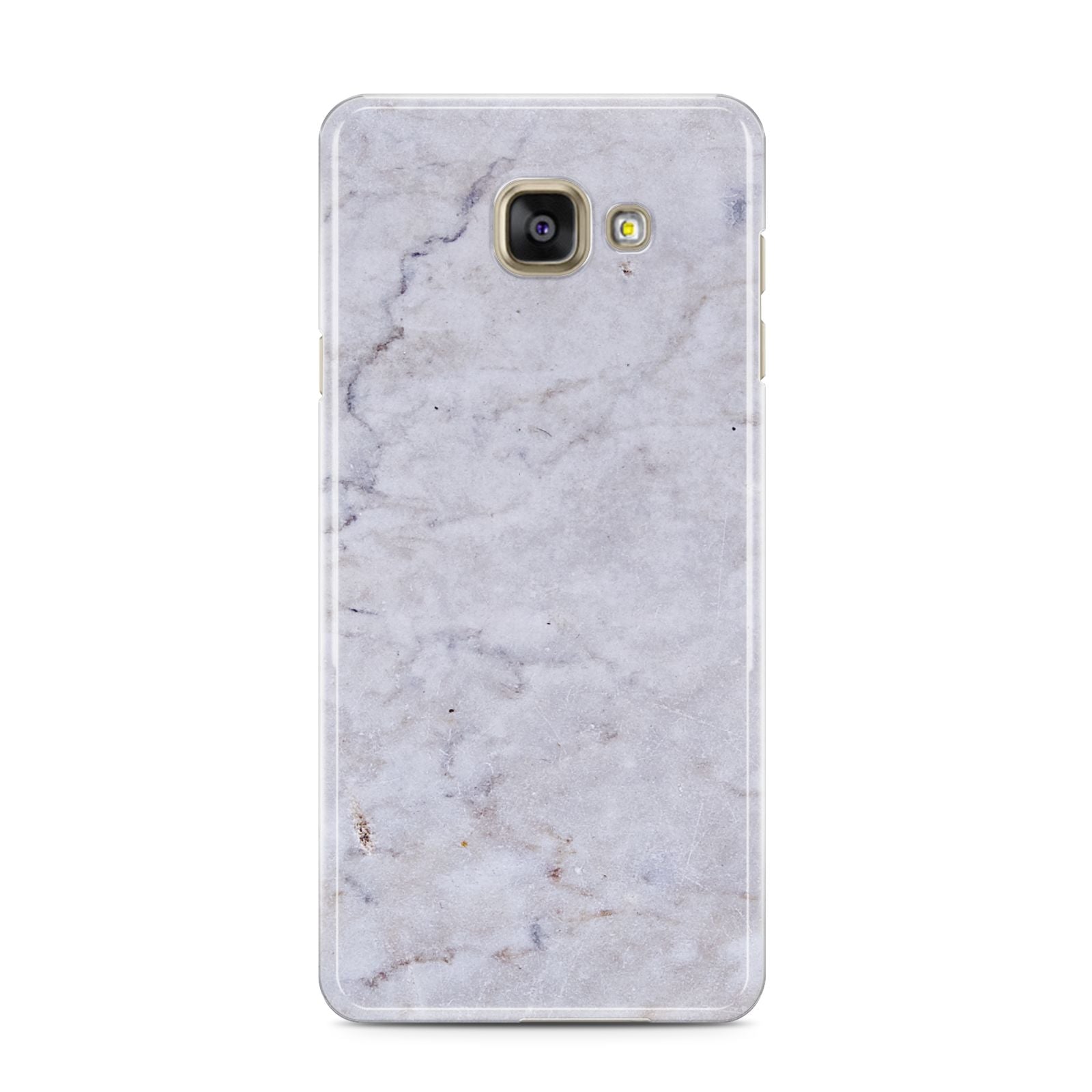 Faux Carrara Marble Print Grey Samsung Galaxy A3 2016 Case on gold phone