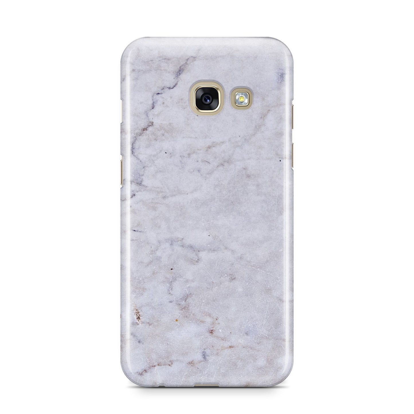 Faux Carrara Marble Print Grey Samsung Galaxy A3 2017 Case on gold phone