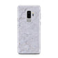 Faux Carrara Marble Print Grey Samsung Galaxy S9 Plus Case on Silver phone