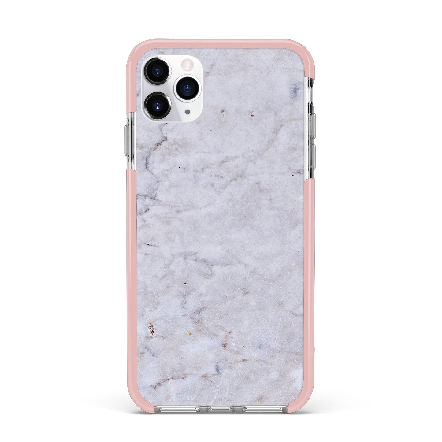 Faux Carrara Marble Print Grey iPhone 11 Pro Max Impact Pink Edge Case