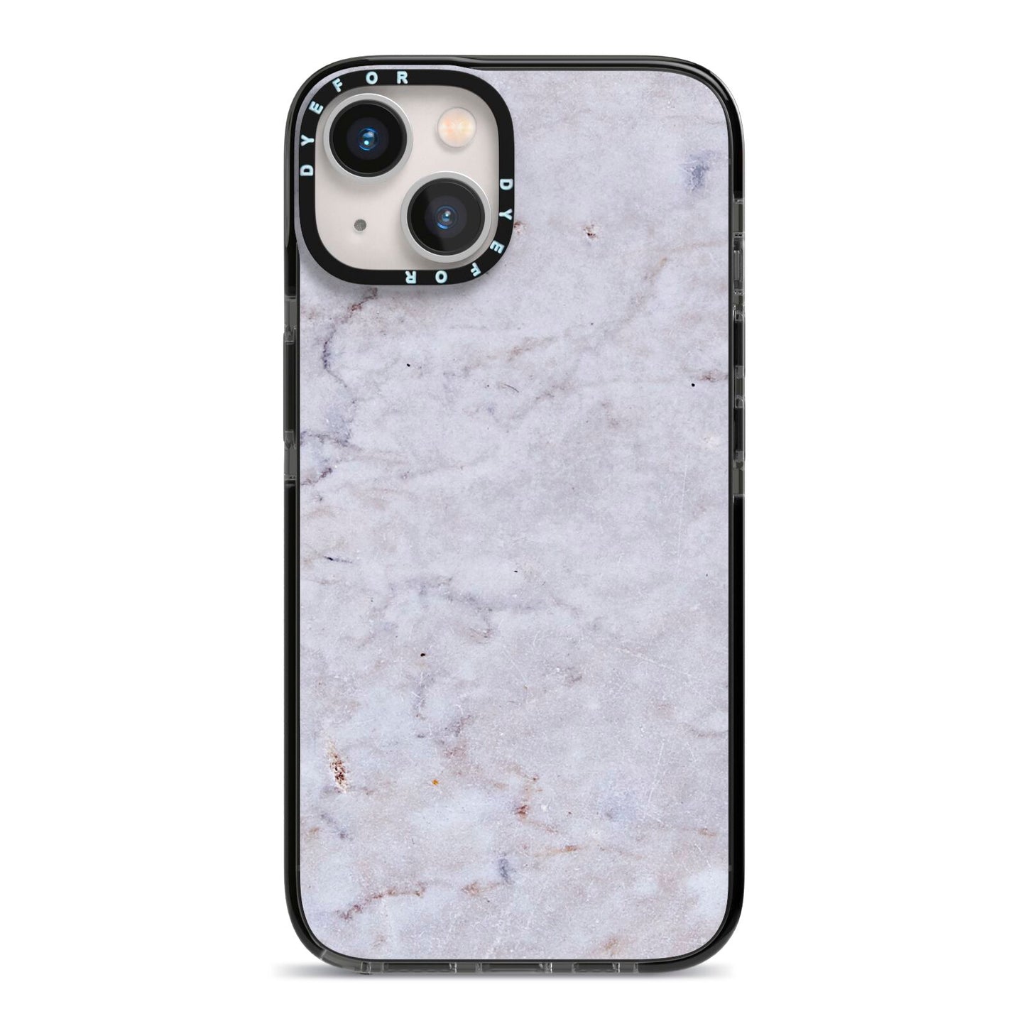 Faux Carrara Marble Print Grey iPhone 13 Black Impact Case on Silver phone