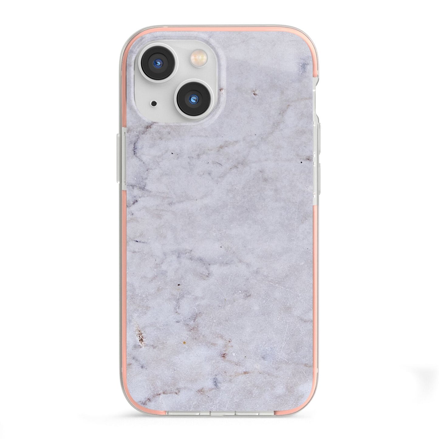 Faux Carrara Marble Print Grey iPhone 13 Mini TPU Impact Case with Pink Edges