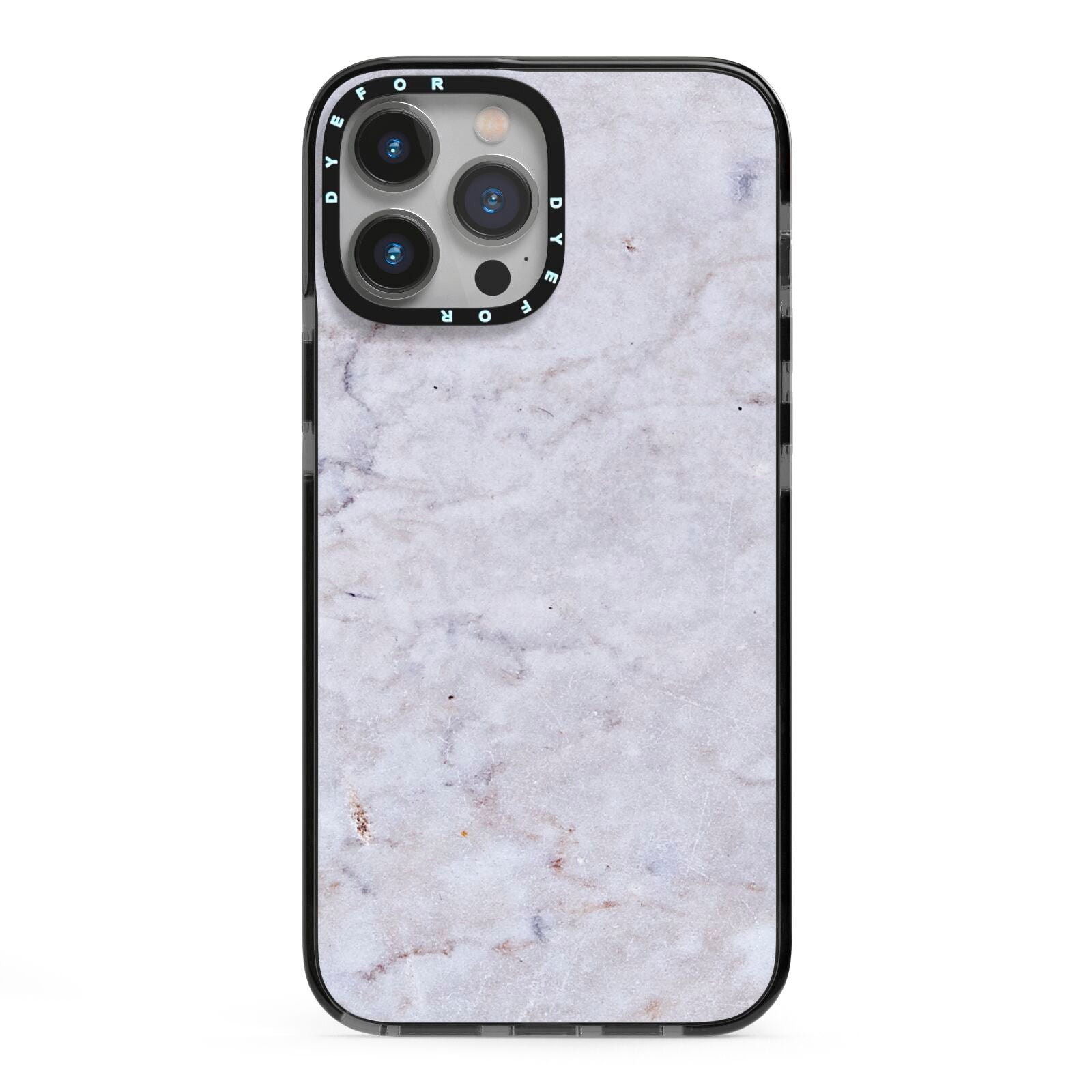 Faux Carrara Marble Print Grey iPhone 13 Pro Max Black Impact Case on Silver phone