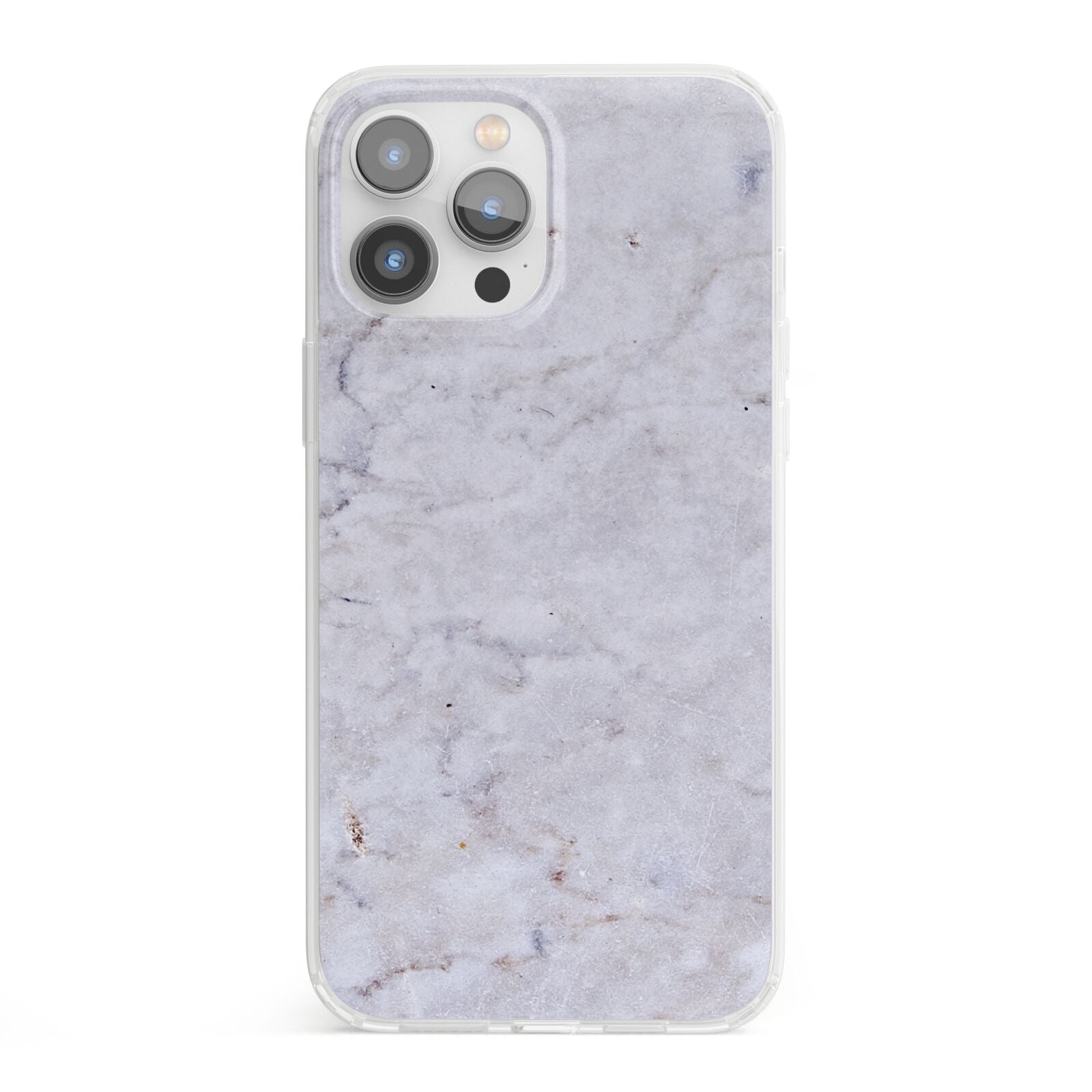 Faux Carrara Marble Print Grey iPhone 13 Pro Max Clear Bumper Case