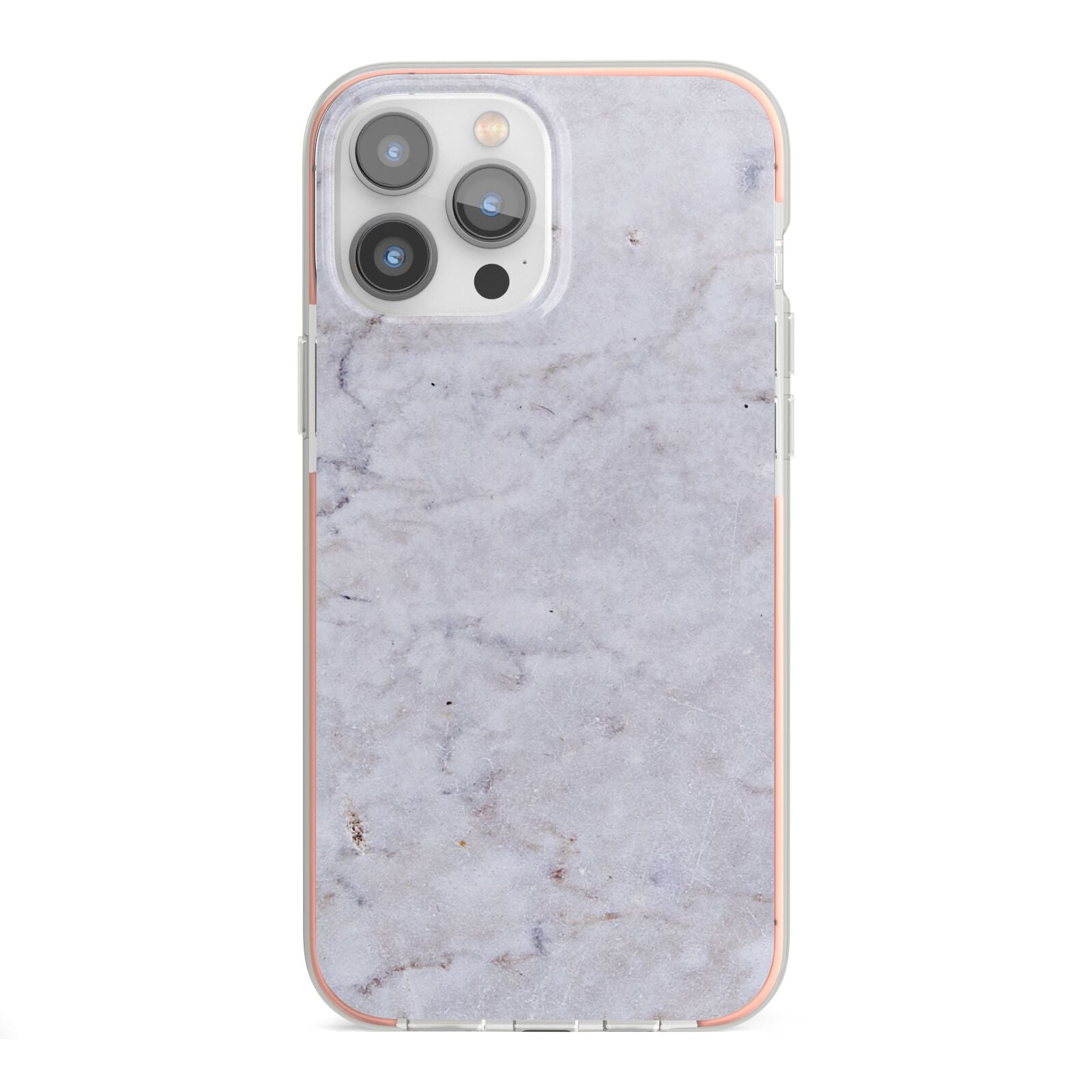 Faux Carrara Marble Print Grey iPhone 13 Pro Max TPU Impact Case with Pink Edges