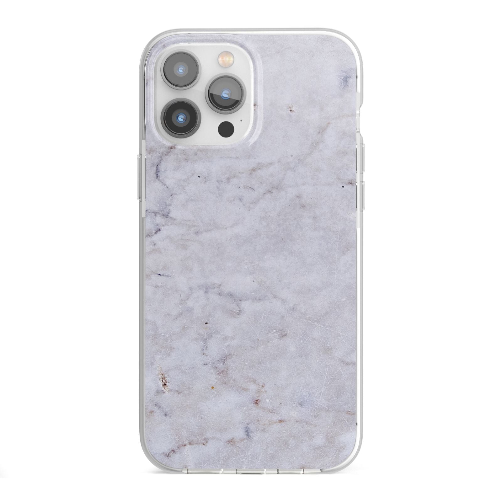 Faux Carrara Marble Print Grey iPhone 13 Pro Max TPU Impact Case with White Edges