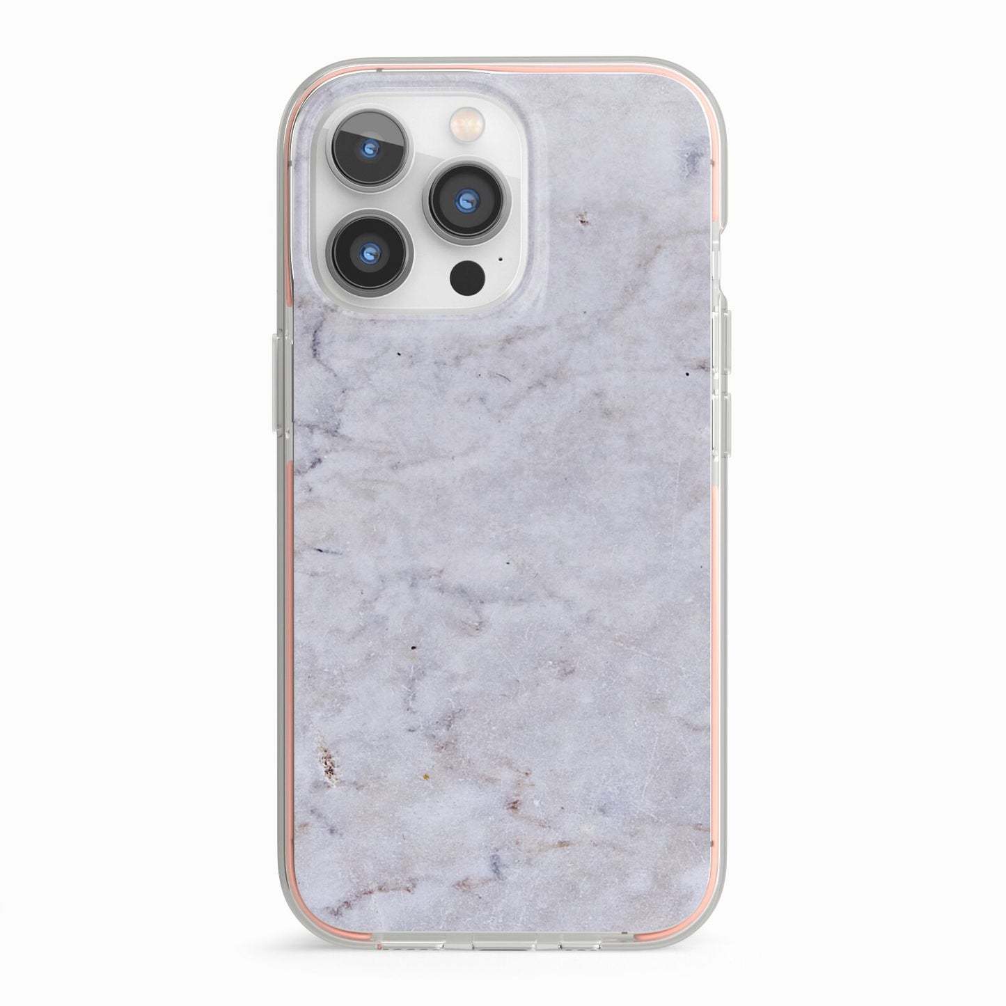 Faux Carrara Marble Print Grey iPhone 13 Pro TPU Impact Case with Pink Edges