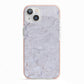 Faux Carrara Marble Print Grey iPhone 13 TPU Impact Case with Pink Edges