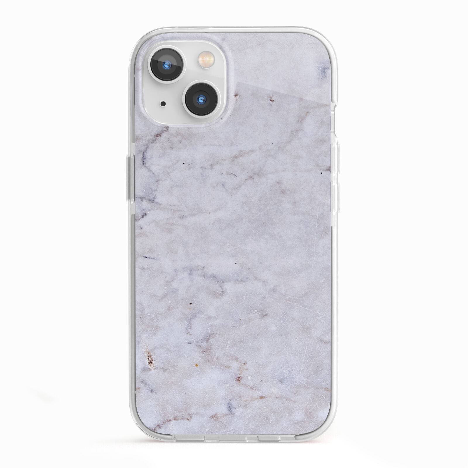Faux Carrara Marble Print Grey iPhone 13 TPU Impact Case with White Edges