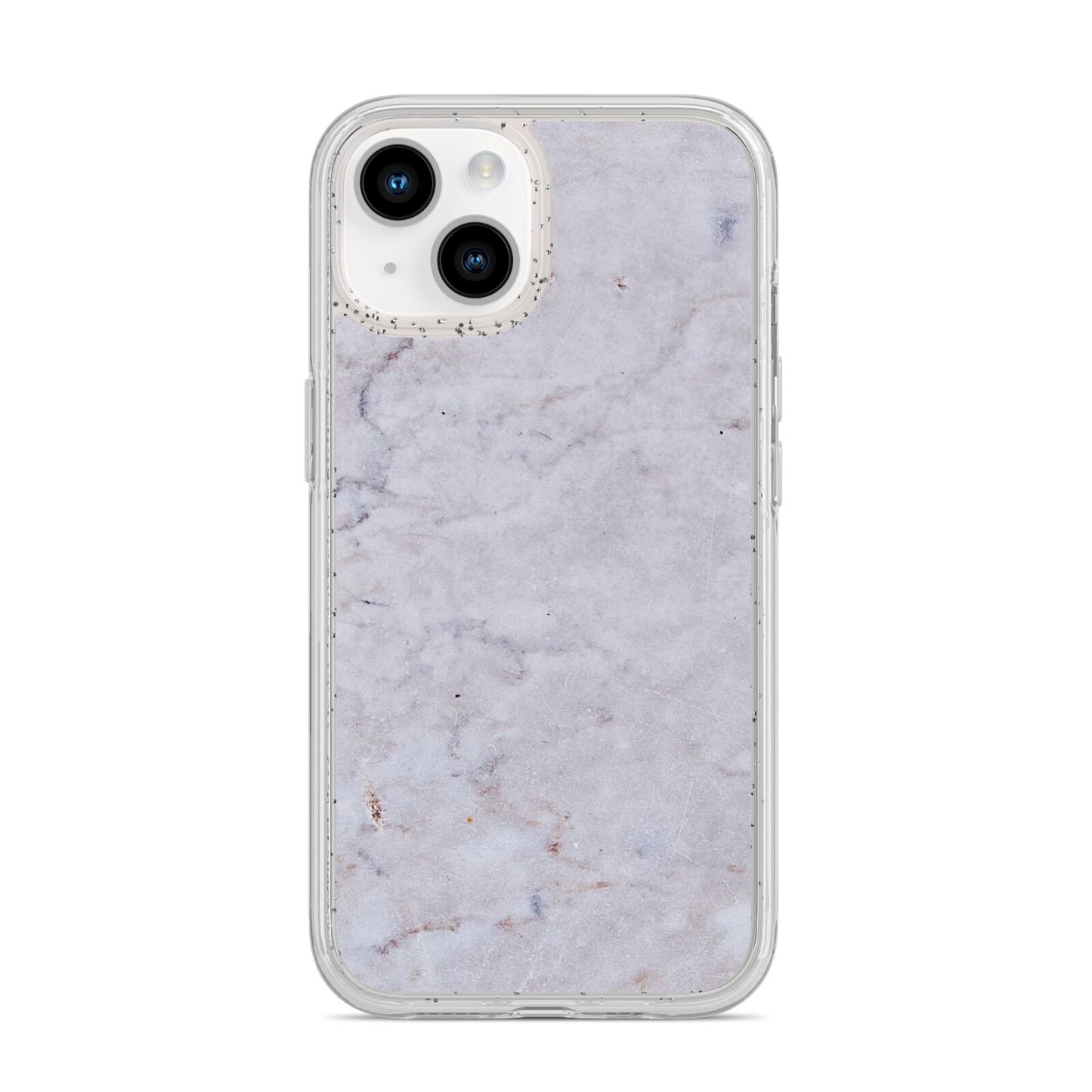 Faux Carrara Marble Print Grey iPhone 14 Glitter Tough Case Starlight