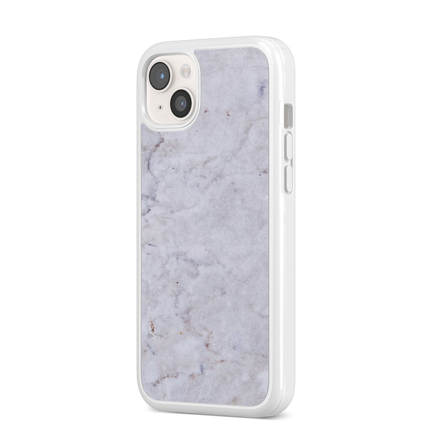 Faux Carrara Marble Print Grey iPhone 14 Plus Clear Tough Case Starlight Angled Image