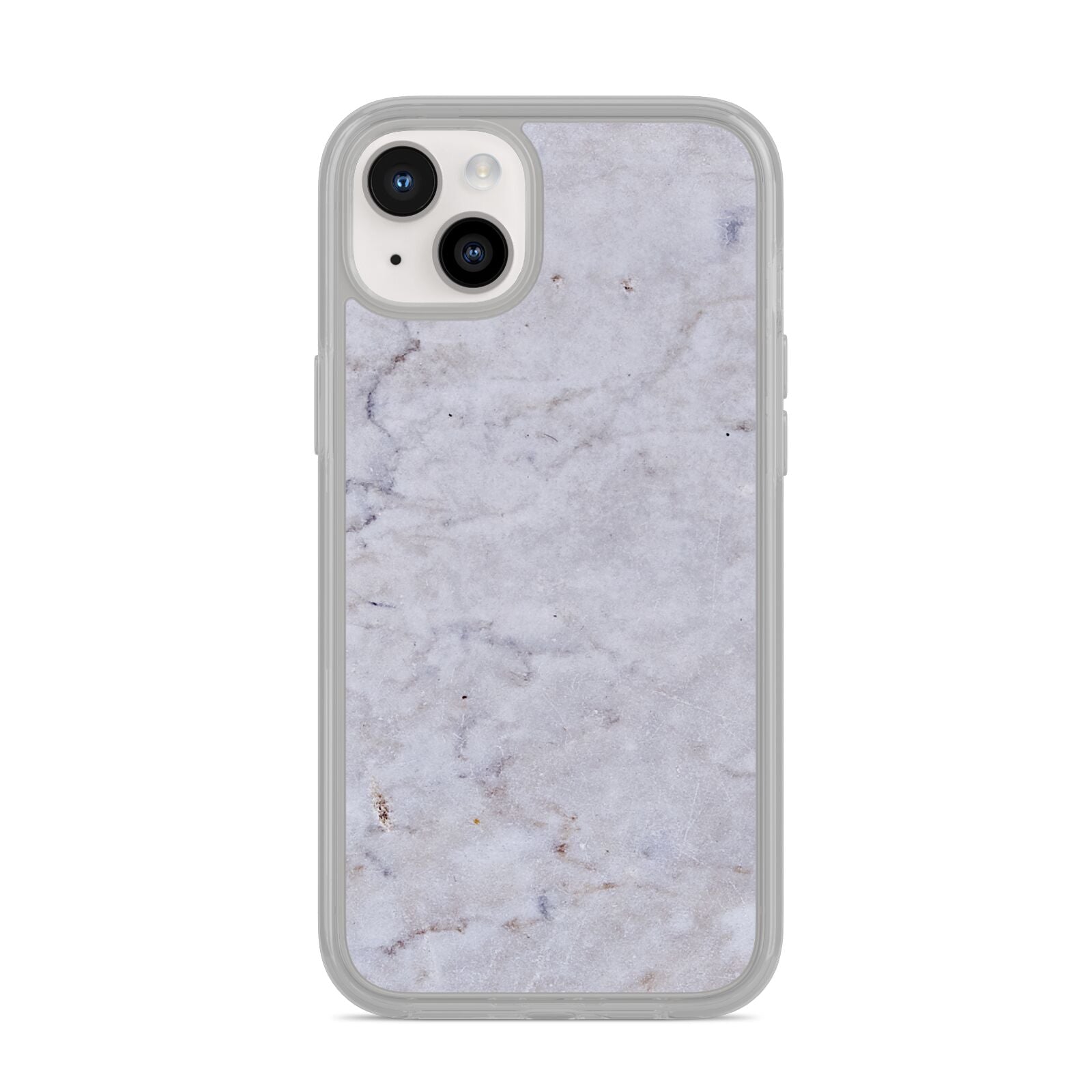 Faux Carrara Marble Print Grey iPhone 14 Plus Clear Tough Case Starlight