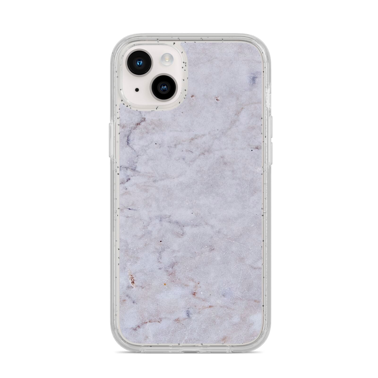 Faux Carrara Marble Print Grey iPhone 14 Plus Glitter Tough Case Starlight