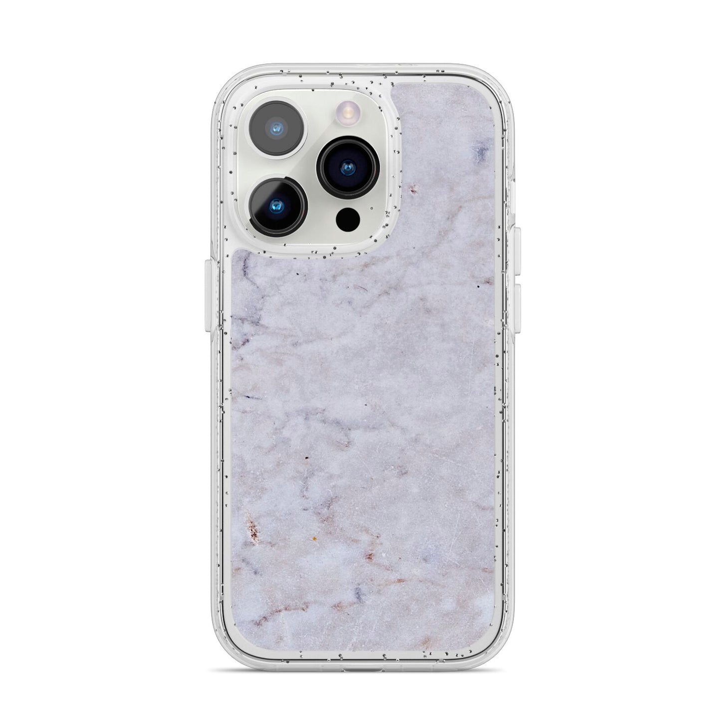 Faux Carrara Marble Print Grey iPhone 14 Pro Glitter Tough Case Silver