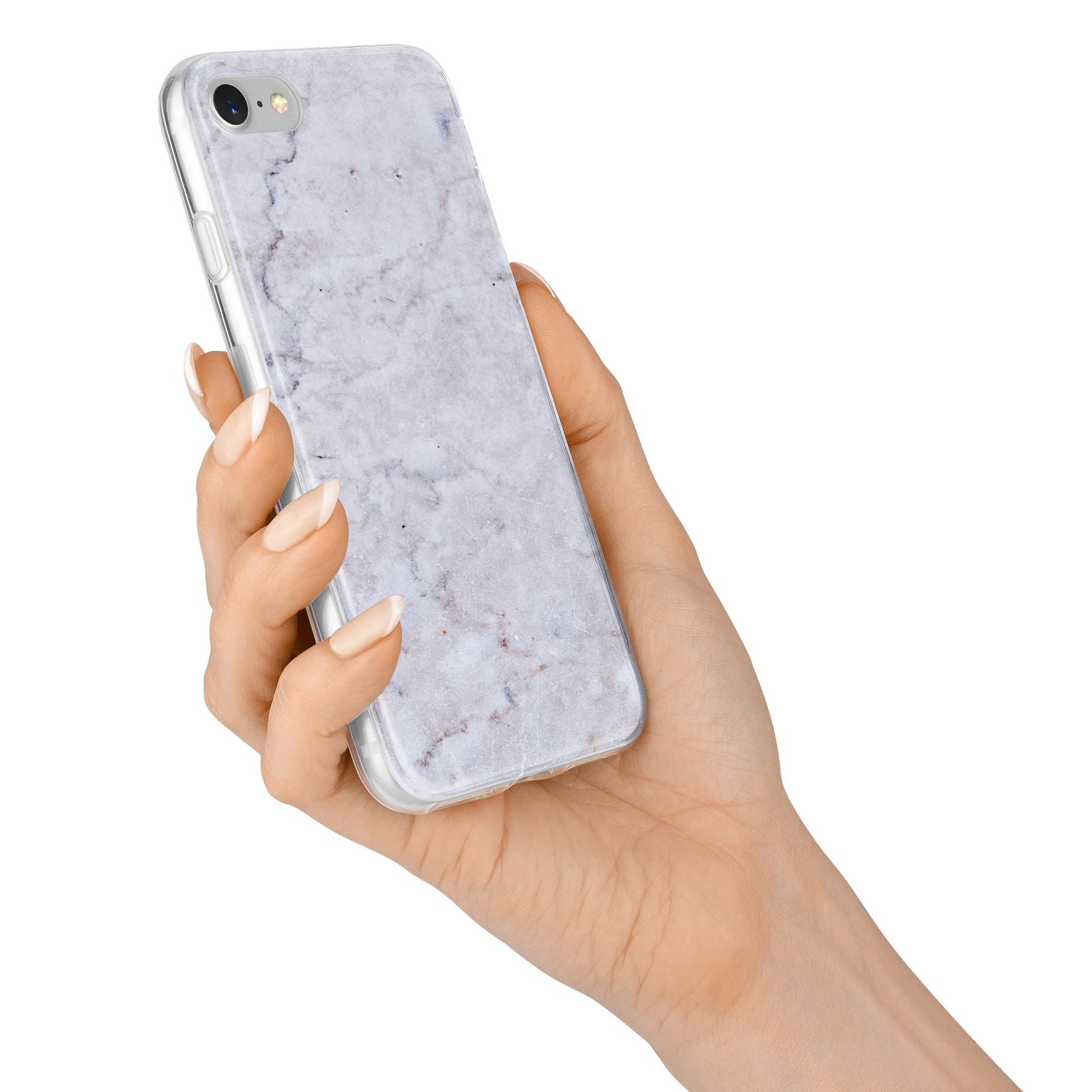 Faux Carrara Marble Print Grey iPhone 7 Bumper Case on Silver iPhone Alternative Image