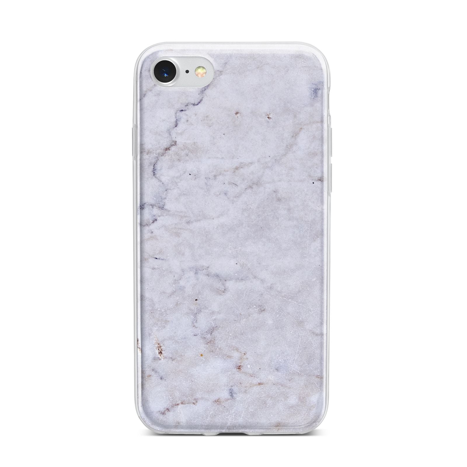 Faux Carrara Marble Print Grey iPhone 7 Bumper Case on Silver iPhone